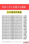 农历二月十五是什么星座：白羊座或双鱼座